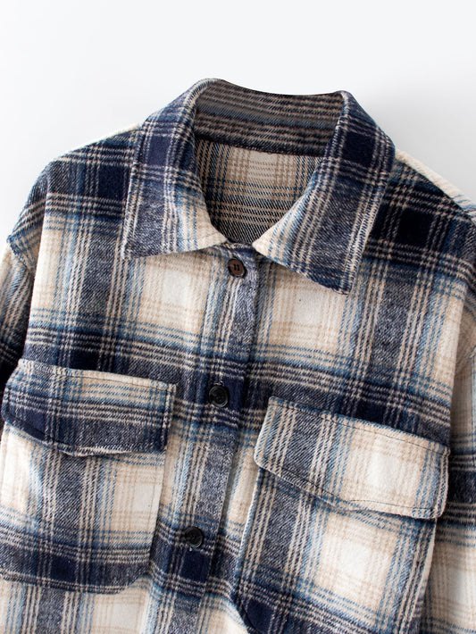 Brushed plaid coat women's clothing