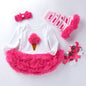 Infant Long Sleeve Cotton Rose Red For Girl Yarn Dress