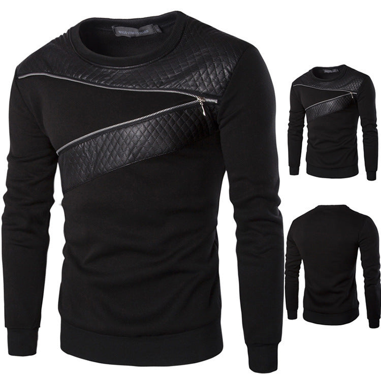 Men's casual fashion zipper plus size long sleeve