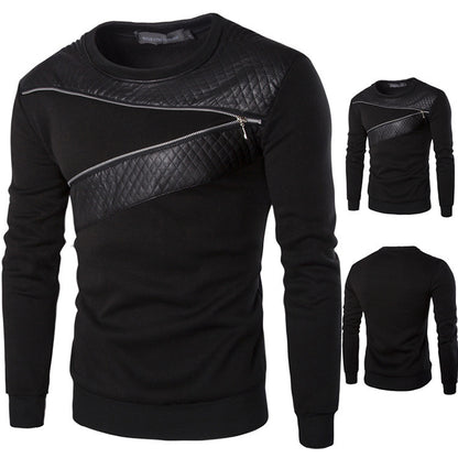 Men's casual fashion zipper plus size long sleeve