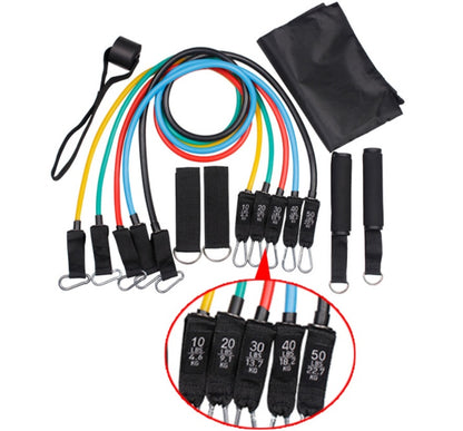 Multifunctional Rally TPE11 Piece Set Fitness Rally Rope Latex Elastic Cord Resistance Ring