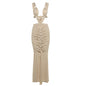 European And American Sexy Hot Girl Hollow-out Ripped Lace-up High Waist Figure Flattering Sheath Dress