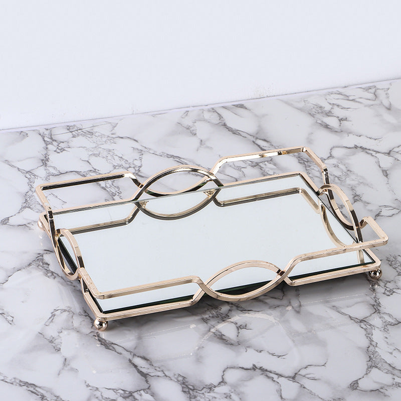 Desktop coffee table wrought iron storage tray