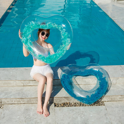 Inflatable love feather swimming ring