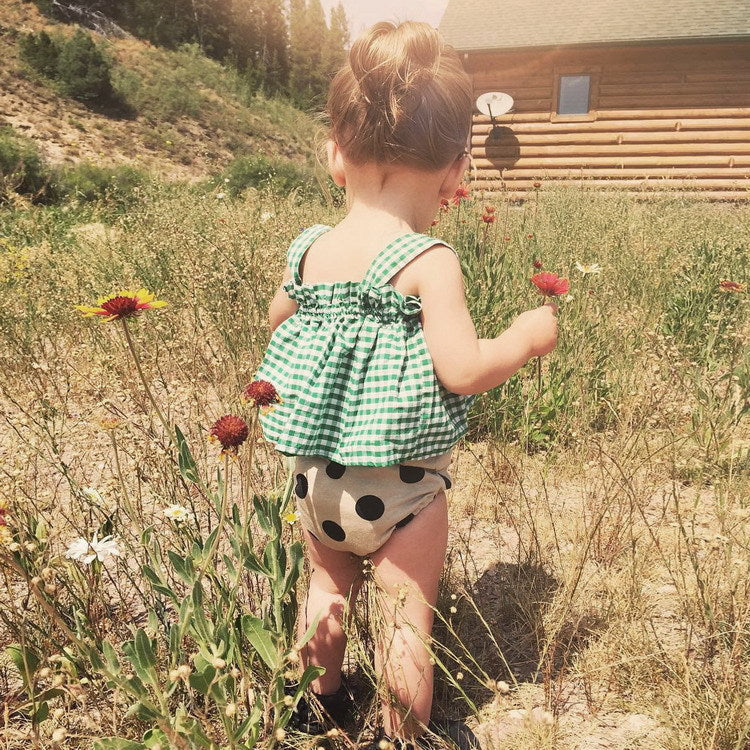 Plaid Sleeveless Sling Top Bread Pants Girls Set