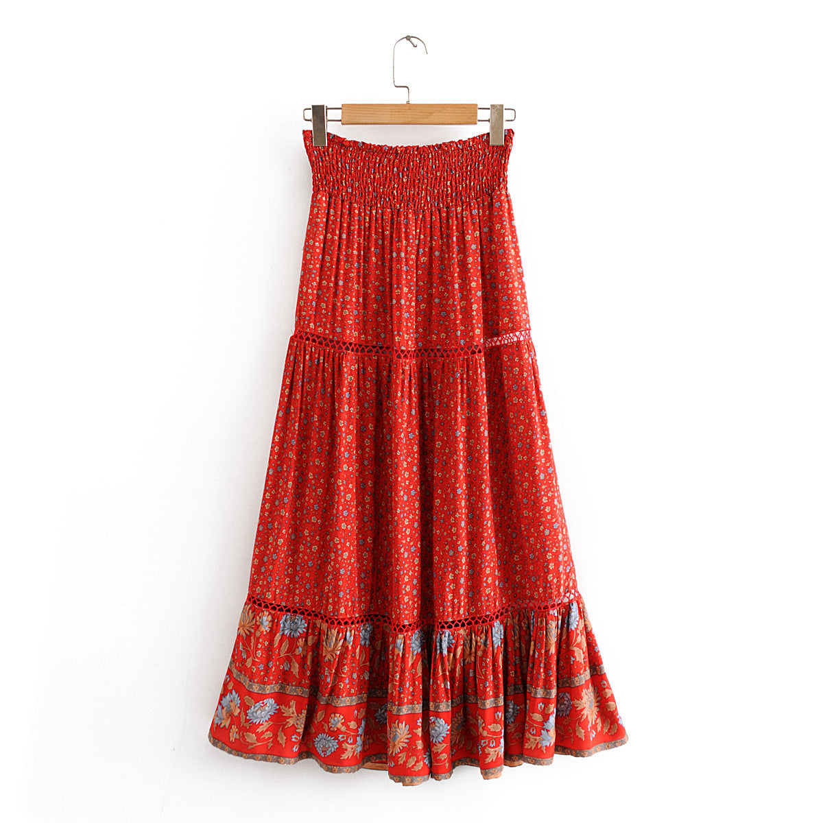 Printed cutout red sunflower skirt