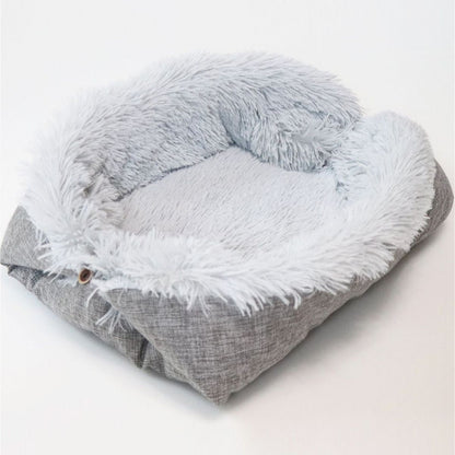 Two Purpose Pet Blanket Nest Self-Heating Warm Pad Pet Cat Dog Fluffy Long Hair Sleeping Pad Thick Double Layer Washable Sofa