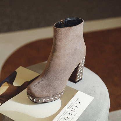 Super High-heeled Slim Simple Suede Single Boots