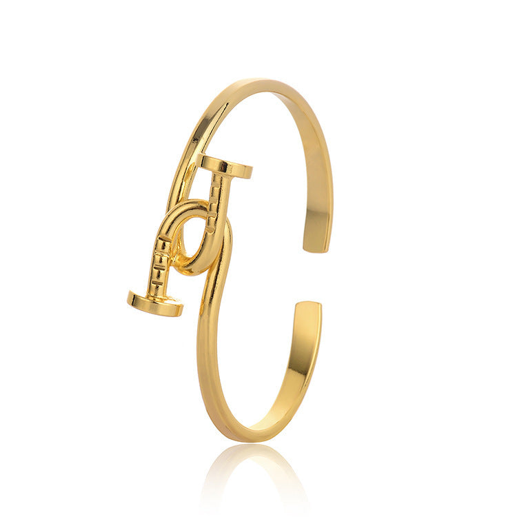 Rose Gold oval  bangle bracelet