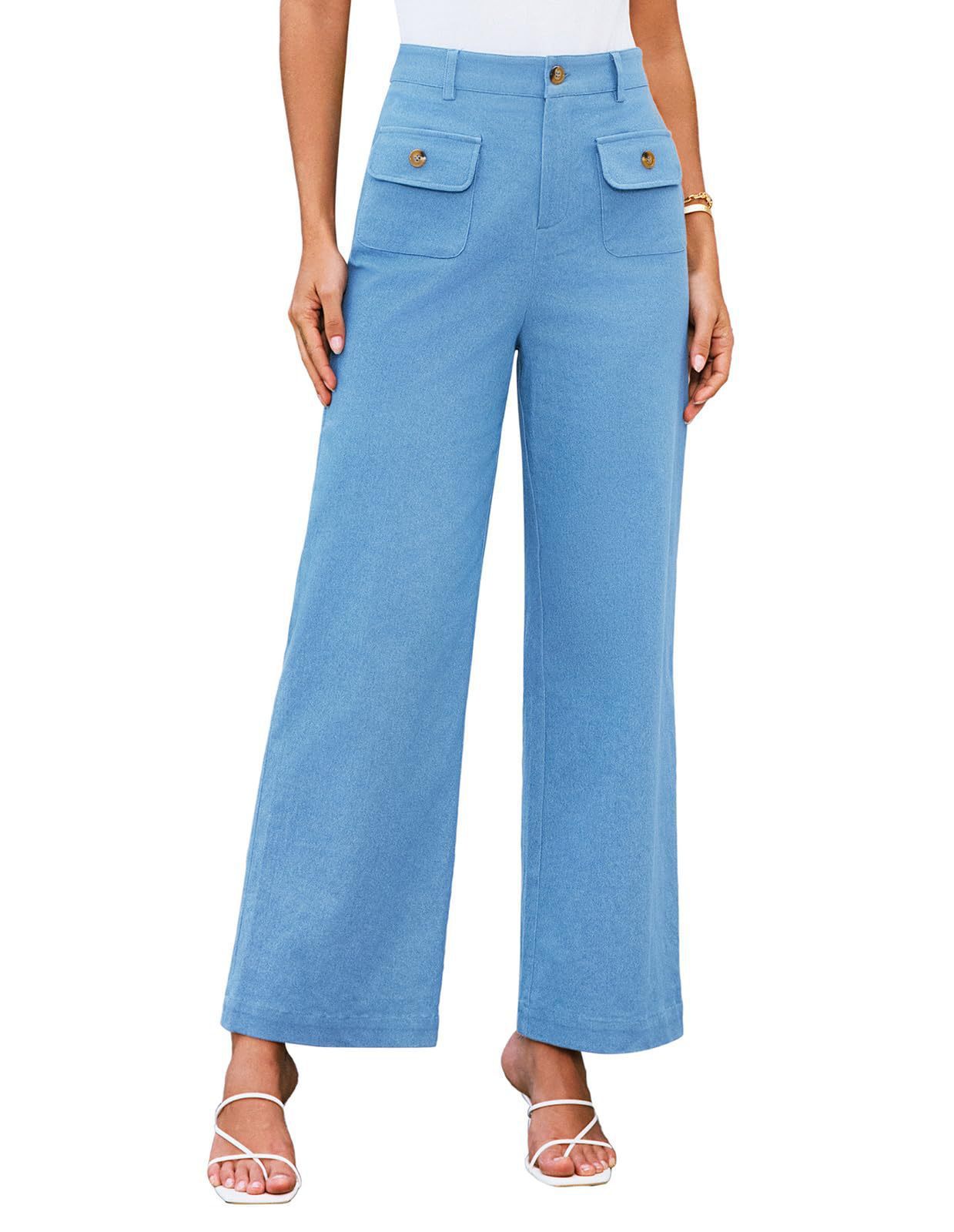 Women's High Waist Wide Leg Pants Stretch Casual Pants