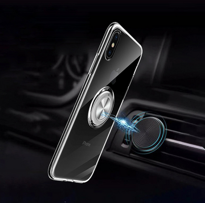 Compatible with Apple, Transparent Magnetic Ring Stand Phone Case For iPhone XR XS Max X XS Adsorption Holder case For iPhone 6 6S Plus 7 8 Plus cover