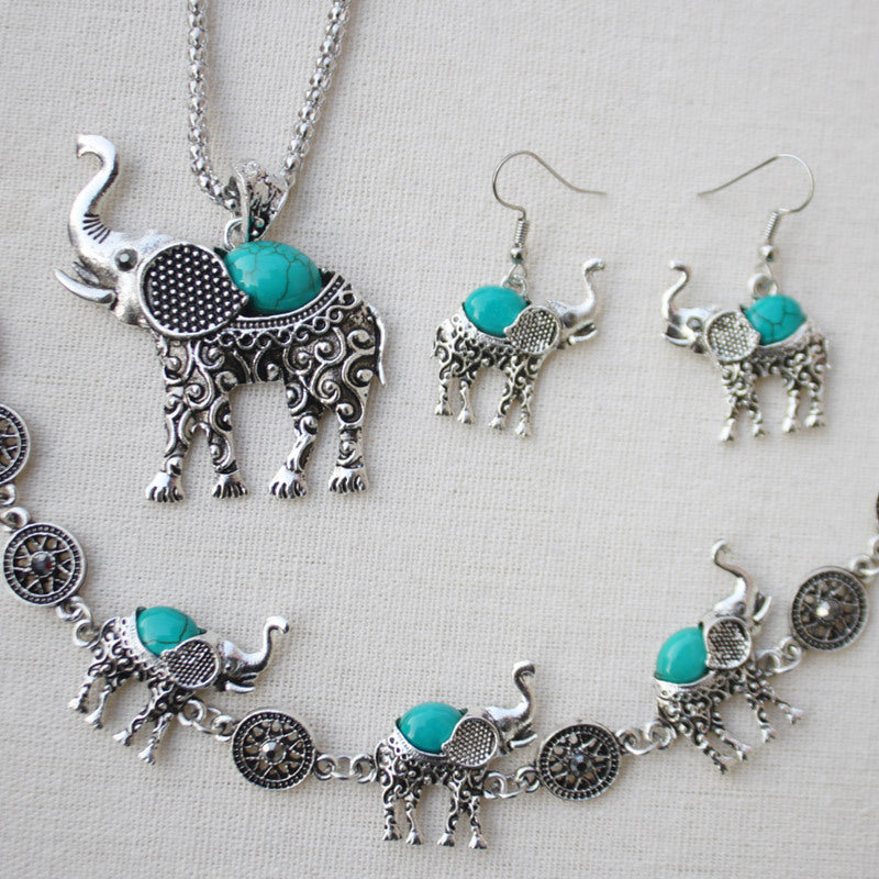 Turquoise Elephant Jewelry Set - FLIPSTYLEZLLC