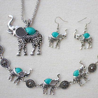 Turquoise Elephant Jewelry Set - FLIPSTYLEZLLC