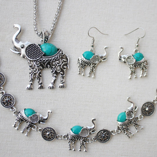 Turquoise Elephant Jewelry Set - FLIPSTYLEZLLC