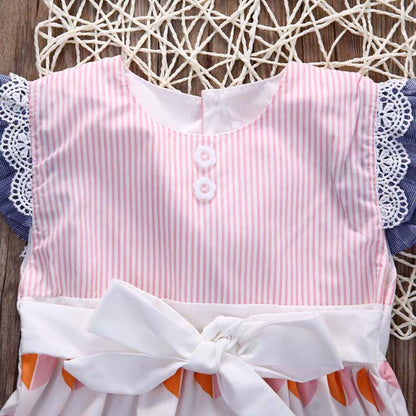Baby Girl Flying Sleeve Lace Up Triangle Romper