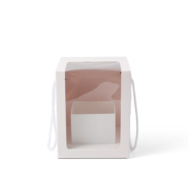 Single-sided Window Pvc Transparent Square Portable Flower Gift Box
