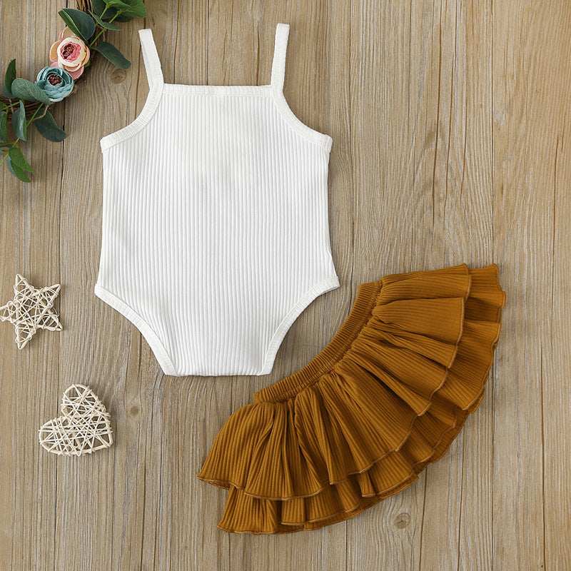 Fashion suspender jumpsuit skirt