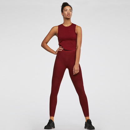 Seamless striped slot yoga clothing suit