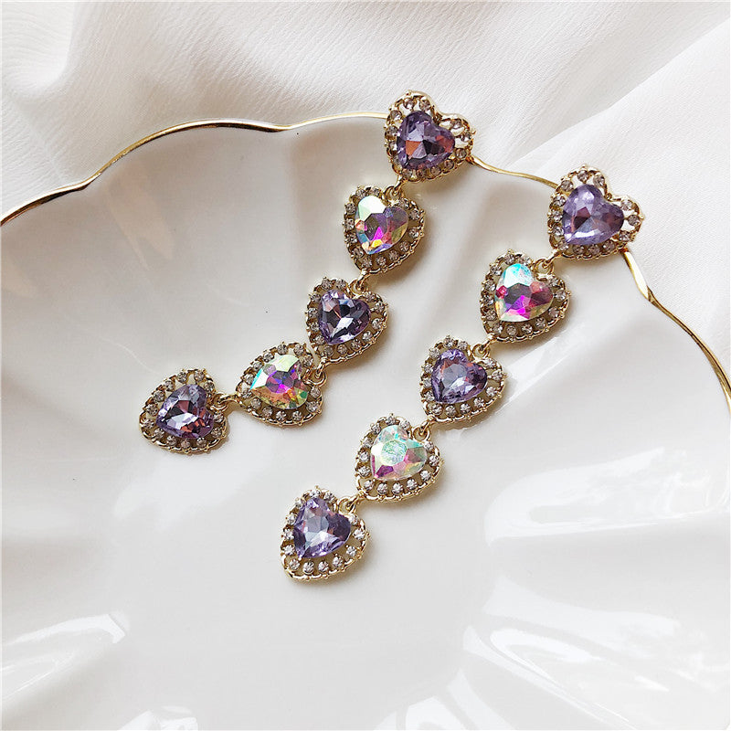 Rhinestone pink purple earrings