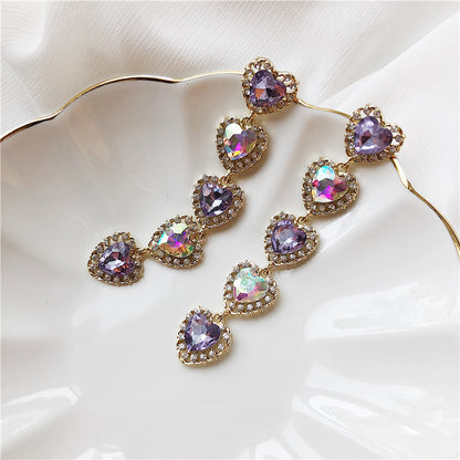 Rhinestone pink purple earrings
