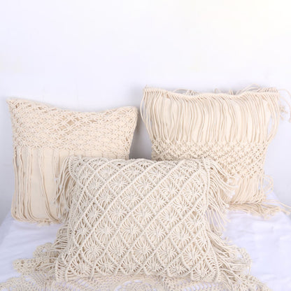 Hand-woven tassel pillow