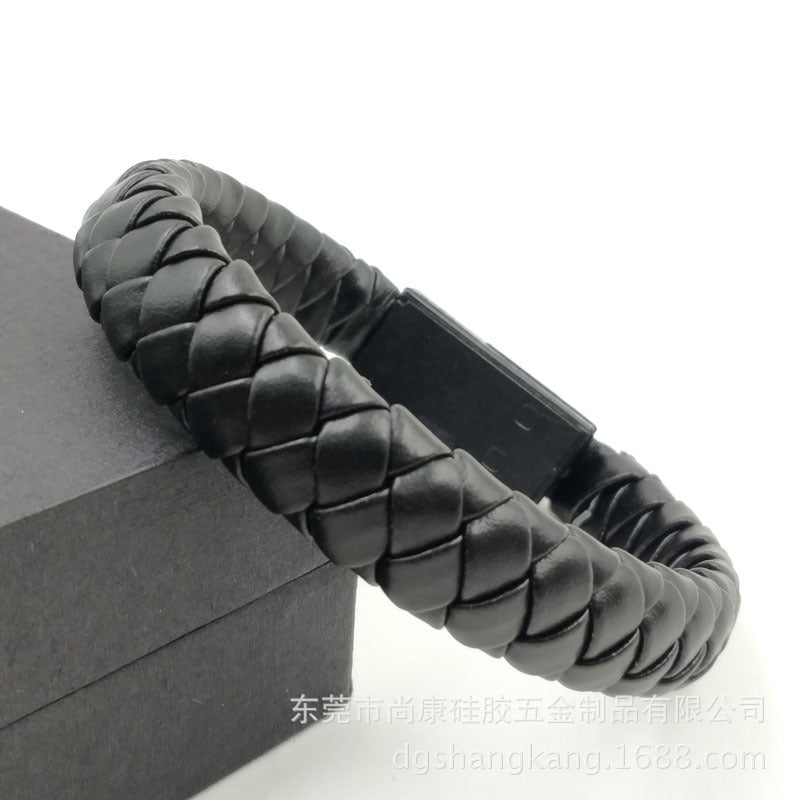 Leather woven creative data cable bracelet