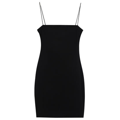 Homemade double-layer mirror out of the street, a single product sexy hot girl was thin, buttocks short skirt, ice silk flat neck suspender dress, female