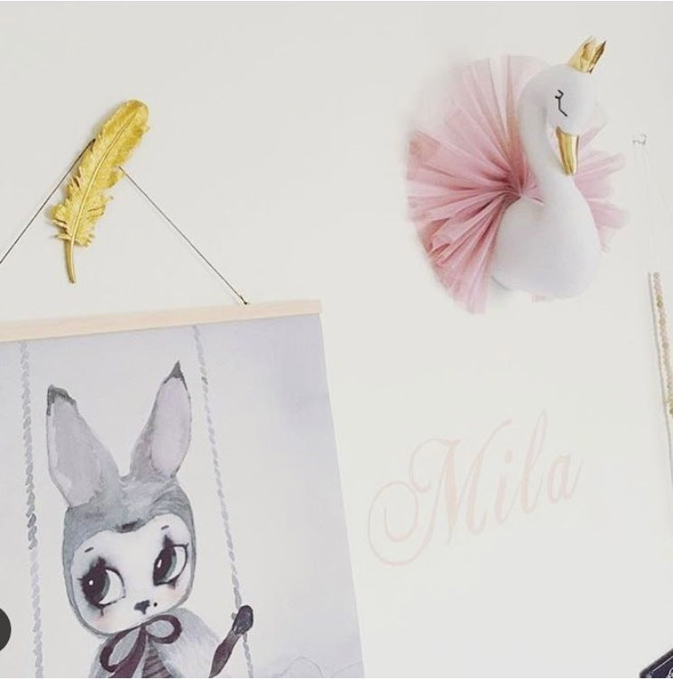 Crown swan animal head wall hanging