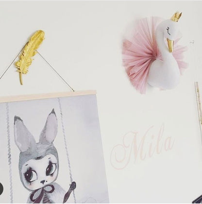 Crown swan animal head wall hanging