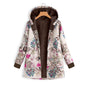Retro flower print plus size hooded jacket top