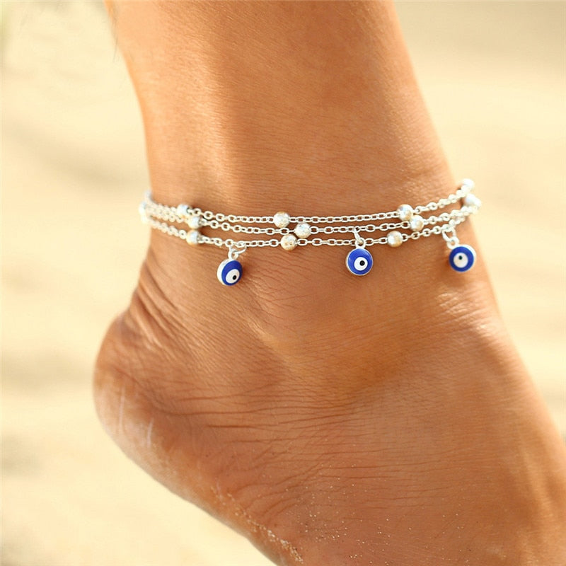 Foot jewelry bead chain beach anklet - FLIPSTYLEZLLC