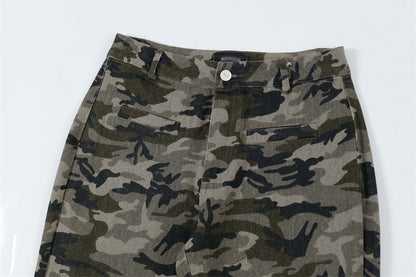 American Retro Camouflage Bell-bottom Pants Men