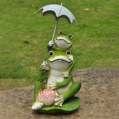 Umbrella Frog Resin Crafts Outdoor