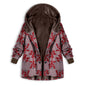 Retro flower print plus size hooded jacket top