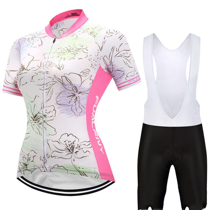 Short-sleeved cycling suit suit bicycle clothing female models moisture wicking outdoor clothing