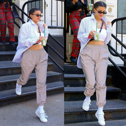 Women's luminous elastic casual pants