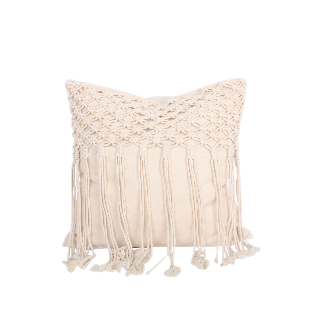 Hand-woven tassel pillow
