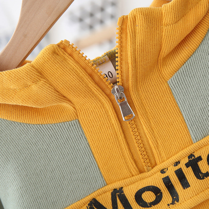 Patchwork cotton sweatshirt suit