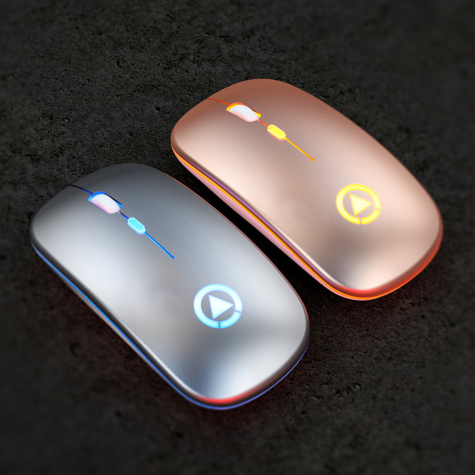 BLACK Silent ULTRA THIN rechargeable wireless mouse 7 GLOWING LIGHTS
