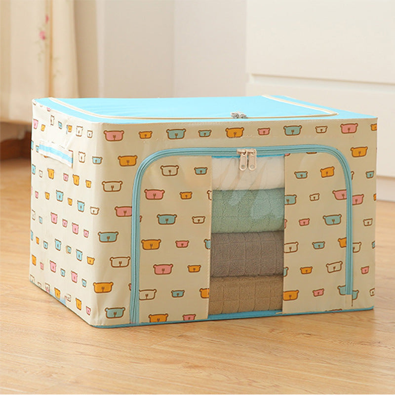 Steel Frame Storage Box Oxford Cloth Sorting Box Quilt Storage Box Folding Wardrobe Cloth Art Extra Large Storage Bag with Cover