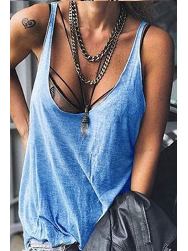 Solid Color Camisole Top T Shirt Plus Size