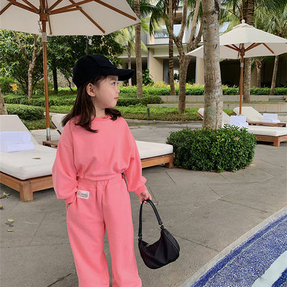 Western Style Girls Spring Korean Style Loose Sports Suit