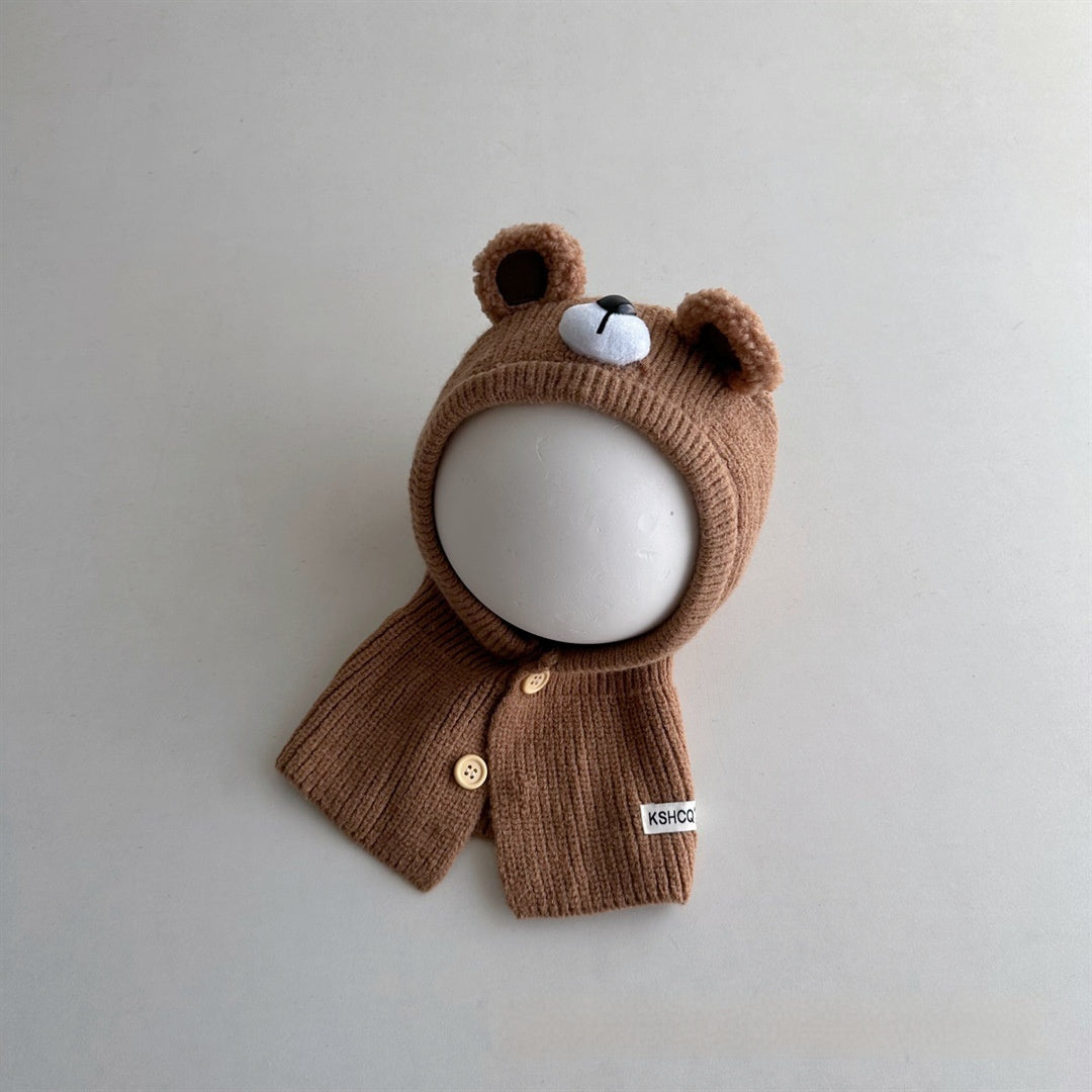 Children's Hat Scarf Integrated Winter Ins