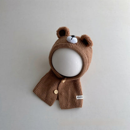 Children's Hat Scarf Integrated Winter Ins