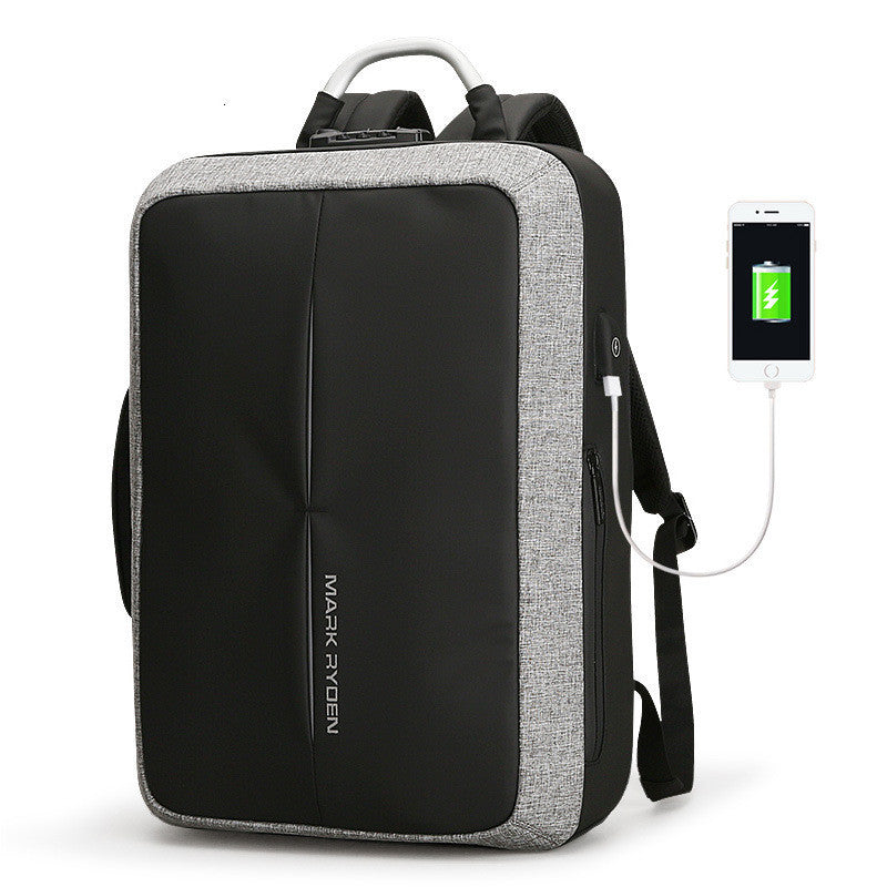 BLACK Men's backpack rechargeable usb computer bag