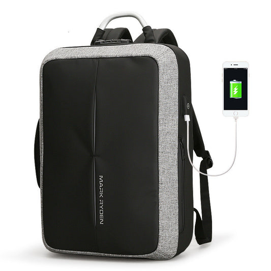 BLACK Men's backpack rechargeable usb computer bag