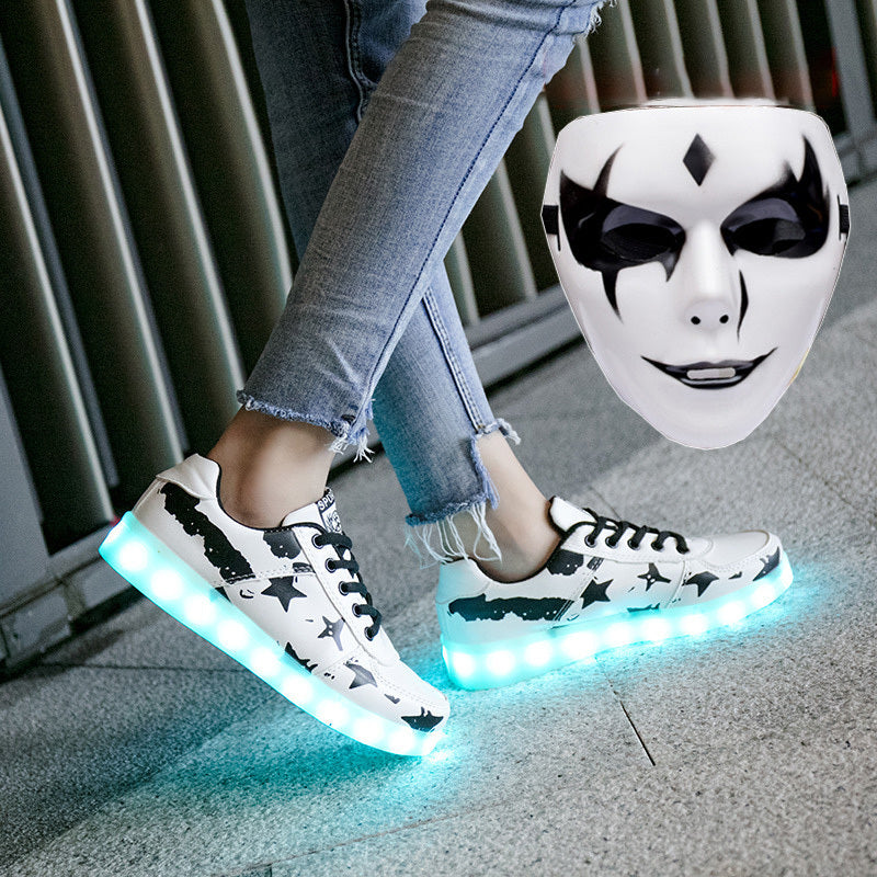 New black five Star 7 Color Light Luminous LED white  Shoes FOR KIDS