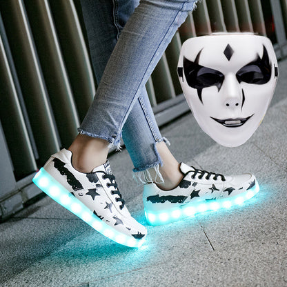 New black five Star 7 Color Light Luminous LED white  Shoes FOR KIDS