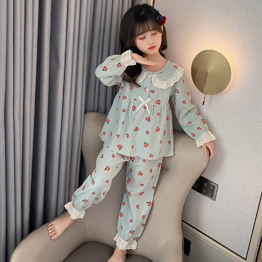 Cartoon Children's Long-sleeved Pajamas Girls Cotton