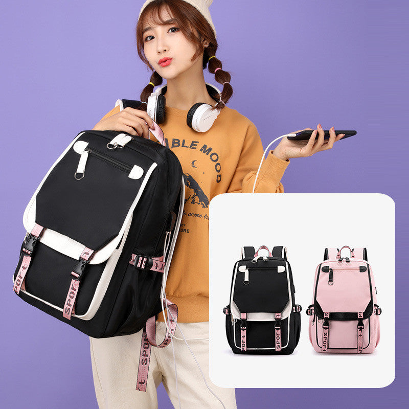 Luminous Usb Rechargeable Backpack  Student nylon